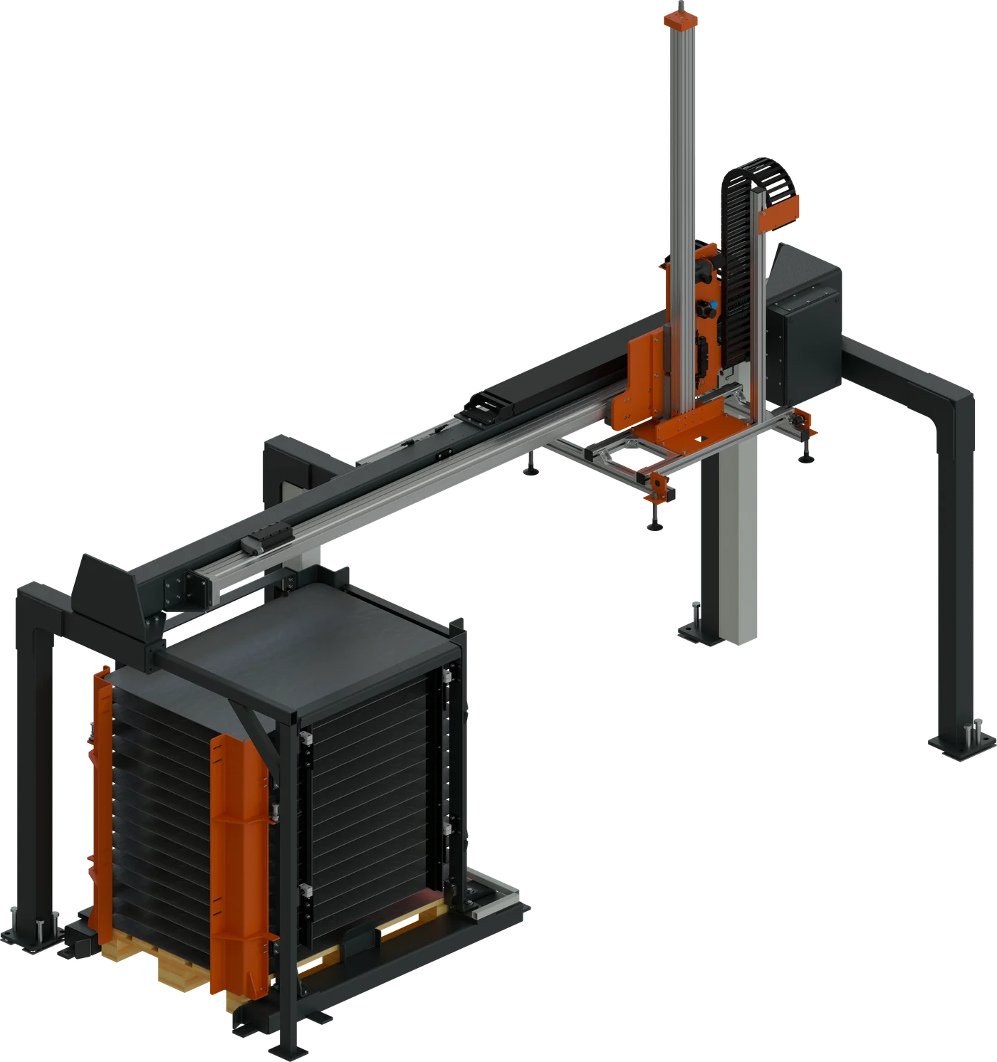 Top sheet applicator, CAD rendering, isometric view