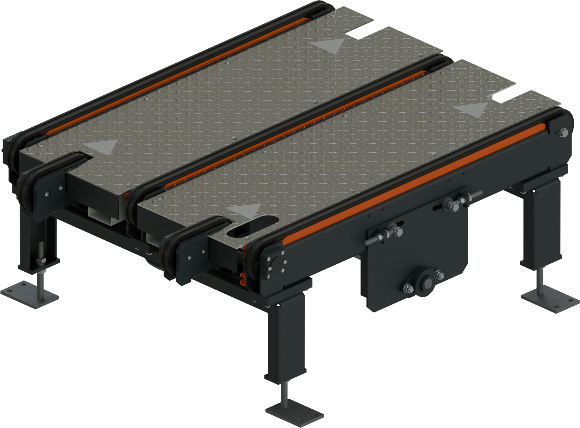 Vierspuriger Kettenförderer, CAD-Rendering, Isometrie